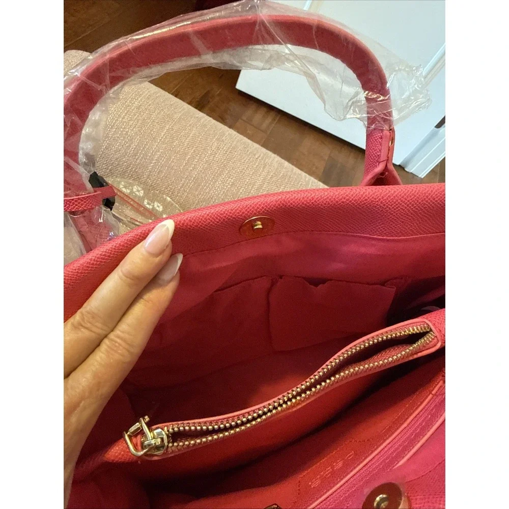 BEBE Orchid Evie Satchel Bag With Shoulder Strap Hot Pink Fuchsia NWT - Picture 9 of 16